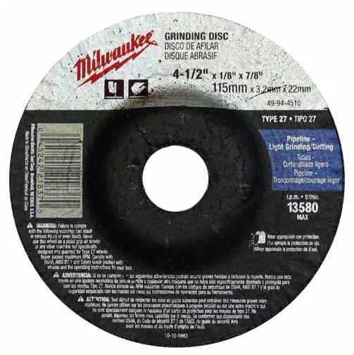 DISCO MILWAUKEE 49945020 P SBASTE METAL 5IN X 14IN ORIFICIO FLECHA 78IN 12225 RPM A24R TIPO 27  image number null