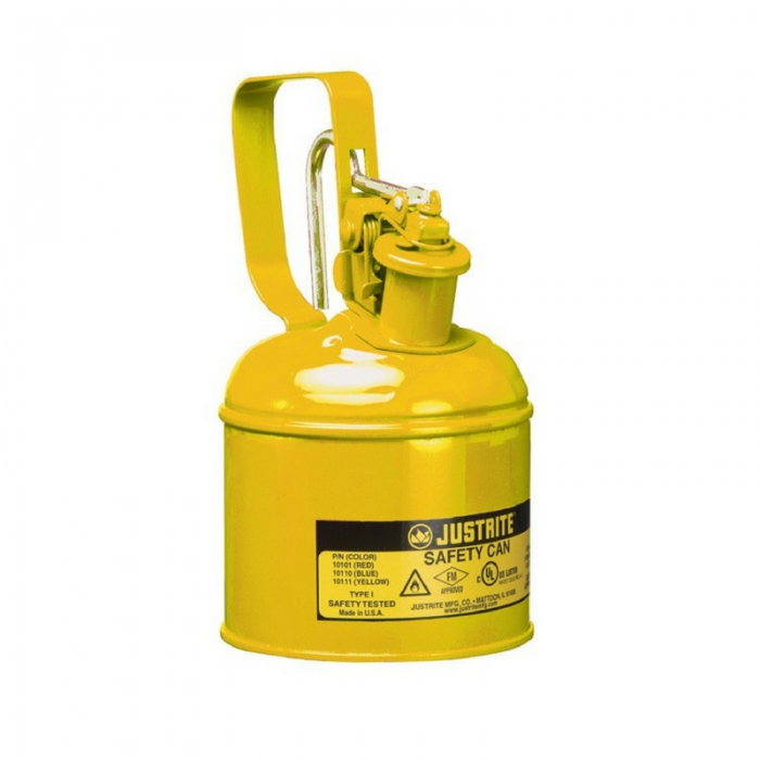 BIDON DE SEGURIDAD JUSTRITE TIPO 1 DE ACERO AMARILLO CAP 1 L C/MANGO DE GATILLO  image number null