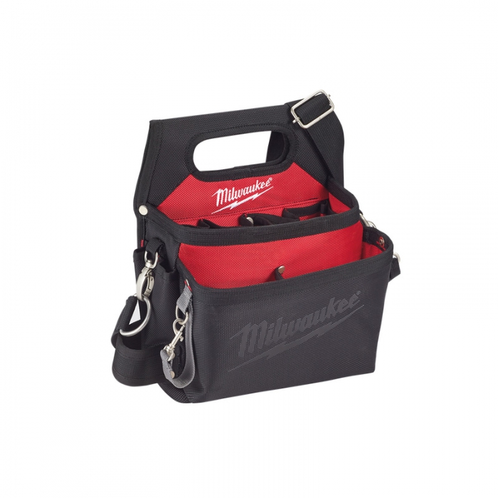 BOLSA P/ELECTRICISTA MILWAUKEE DE NYLON NEGRO/ROJO C/CINTURON DE AJUSTE RAPIDO  image number null