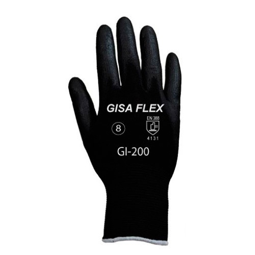 GUANTE GISA FLEX DE POLIESTER RECUBIERTO DE PU NEGRO T5  image number null