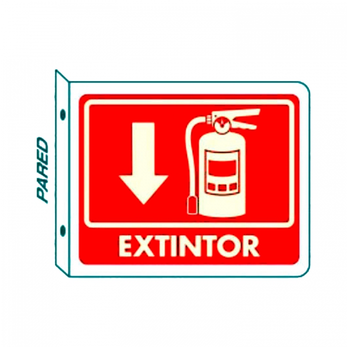 SEÑAL DE ESTIRENO EXTINTOR 20X25 FOTO TIPO BANDERA DOBLE VISTA  image number null