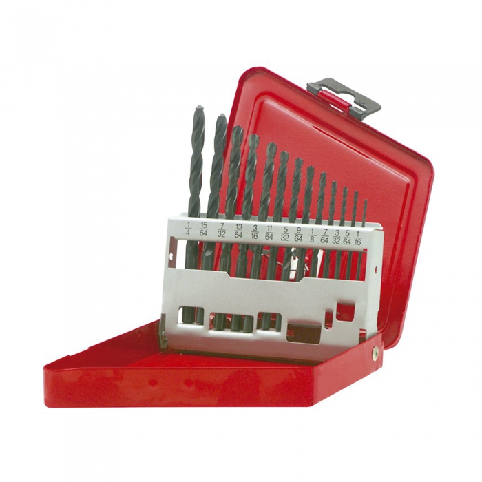 JUEGO URREA 5113 DE 13 BROCAS DE ACERO DE ALTA VELOCIDAD NEGRAS USO INDUSTRIAL 116IN14IN  image number null