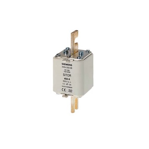 FUSIBLE SIEMENS 3NE43340B CON CONTACTOS DE CUCHILLA RANURADOS NH2 ENTRADA: 500 A AR UN AC: 800 V UN DC: 440 V  image number null