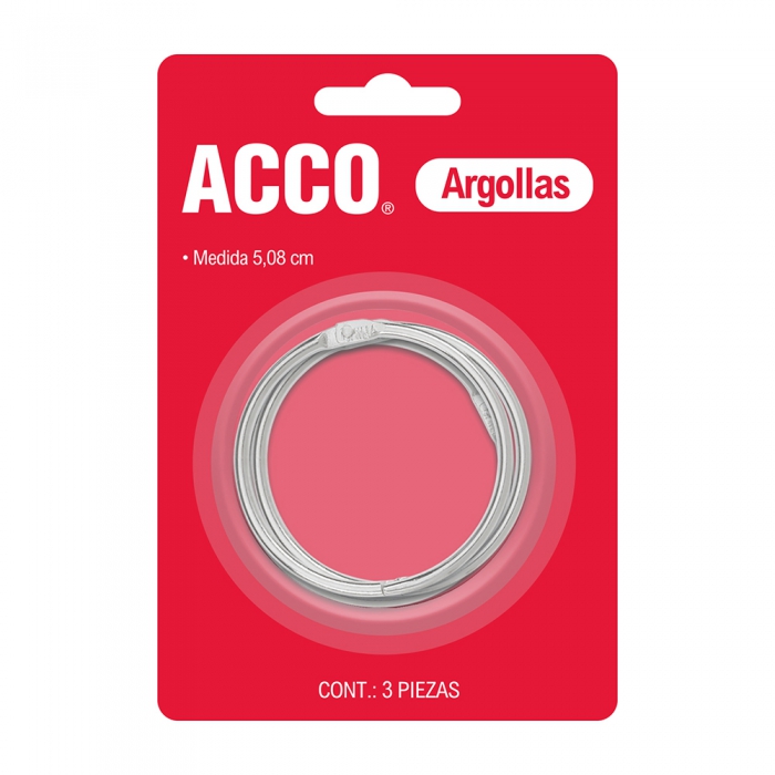 ARGOLLAS ACCO P1111 METAL 5.08 CM BLISTER CON 3 PIEZAS  image number null