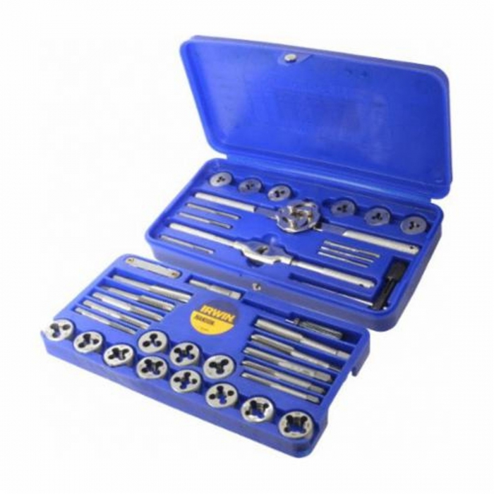 SET DE DADOS Y MACHUELOS IRWIN 23614 HCS SOLIDOS SAE DE 39 PIEZAS  image number null