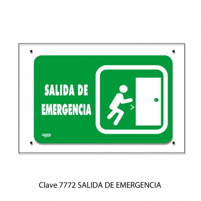 SENAL SABLON 7772 ACRIL ELITE 35X24 SALID EMERG FOS TRANSPARENTE IMPRESO VERDE  BLANCO  image number null