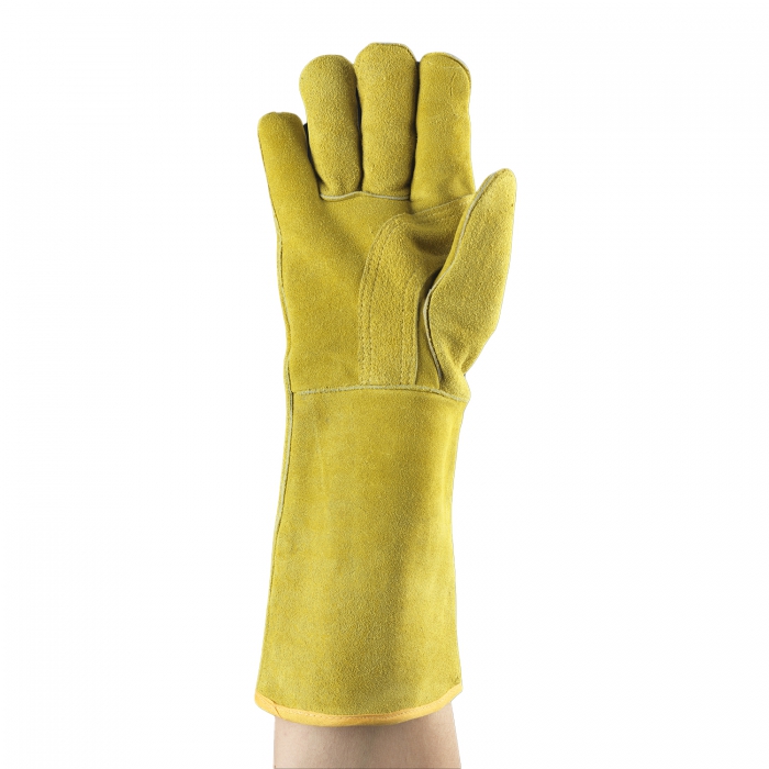 GUANTE ANSELL WORKGUARD AMARILLO DE CUERO POR FUERA PU&Ntilde;O 15CM LARGO PTIENDA T10  image number null