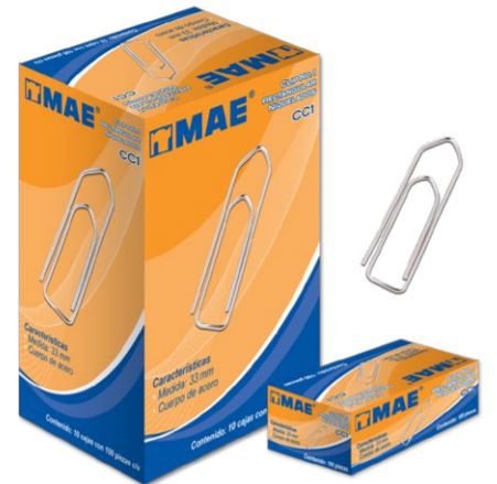 CLIP MAE CC1 RECTANGULAR NO.1 PAQUETE CON 10 CAJAS DE 100 PZAS CU  image number null