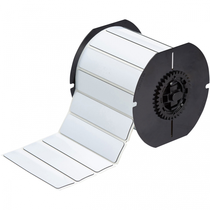 ETIQUETA BRADY DE POLIESTER BLANCO DE 1 IN H X 4 IN W PIMPRESORA DE TRANSFERENCIA TERMICA TROQUELADO  image number null