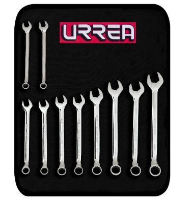 JUEGO URREA 1200KM DE 10 LLAVES COMBINADAS PULIDO ESPEJO 12 PUNTAS METRICAS  image number null