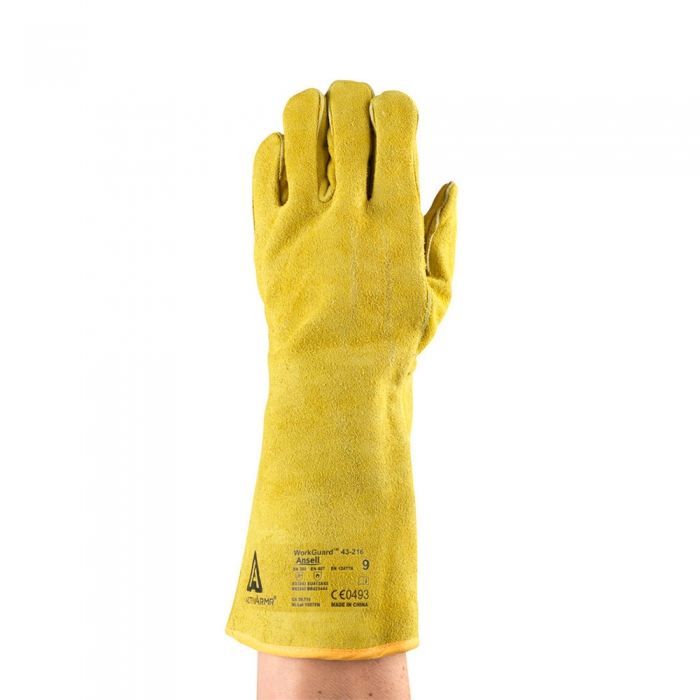 Guante Ansell Activarmr Workguard Amarillo de Cuero CForro de Algodon Costuras Hilo Kevlar T10  image number null