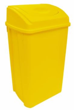 CESTO PBASURA SABLON AMARILLO TAPA TIPO BALANCIN CAPACIDAD DE 42 L  image number null