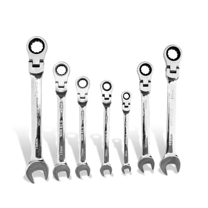 SET MIKELS SLCMF7 DE LLAVES COMBINADAS CON MATRACA CABEZA FLEXIBLE 7 PZS  image number null