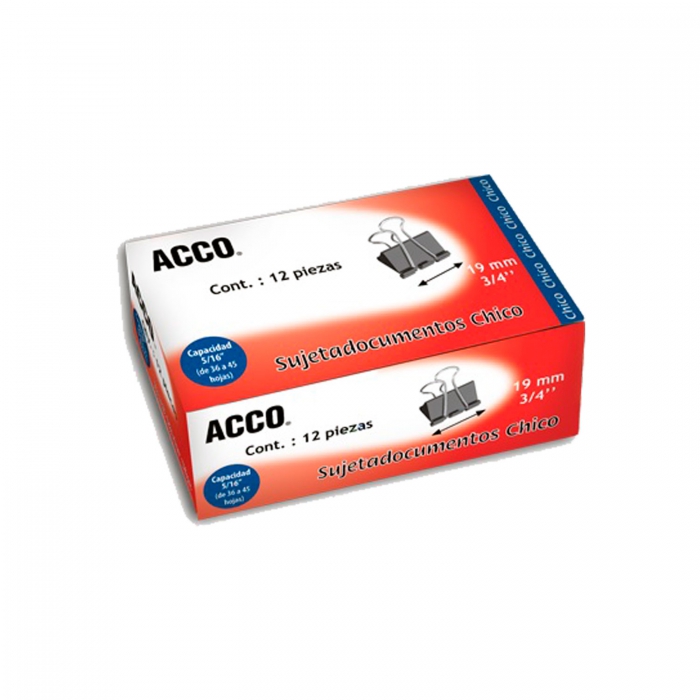 Sujetadocumentos Acco P2462 Metalico Chico de 19 Mm Caja C12 Piezas  image number null