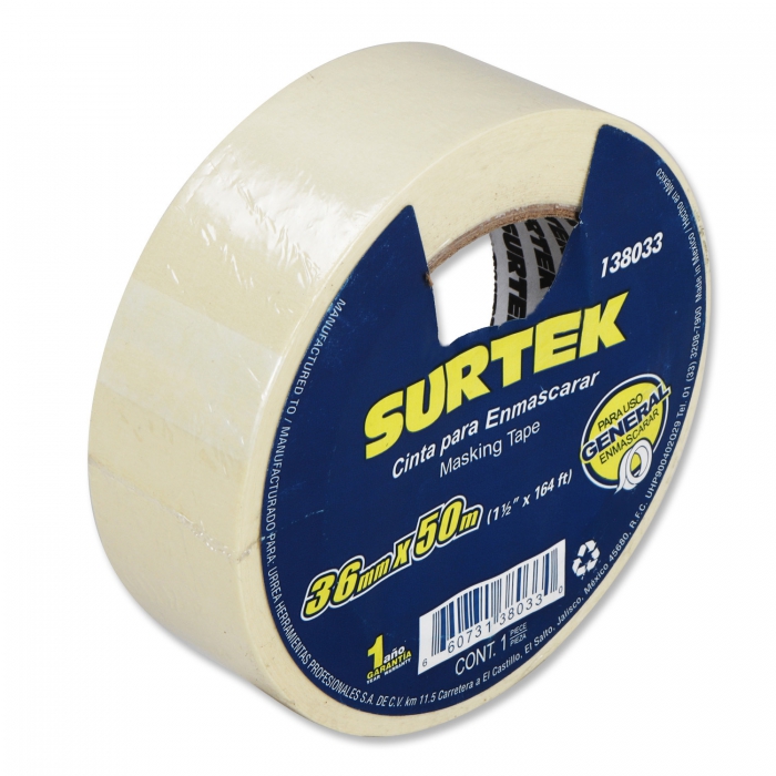 CINTA SURTEK 138033 MASKING TAPE 1 12 IN X 50M  image number null