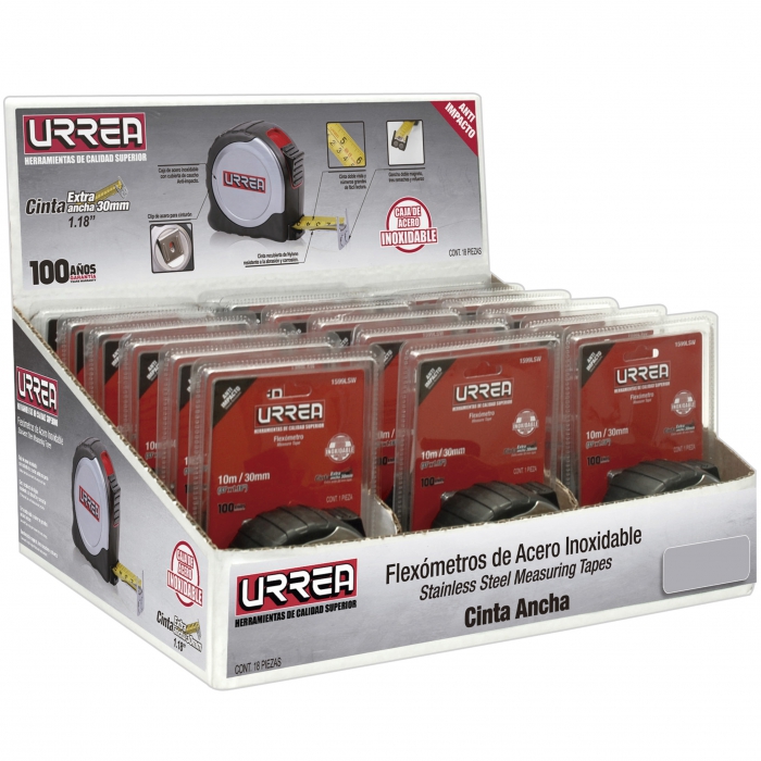 CAJA URREA DFLEXU8 DESPACHADORA CON 18 FLEX&Oacute;METROS DE ACERO INOXIDABLE DE 8 MTS  image number null