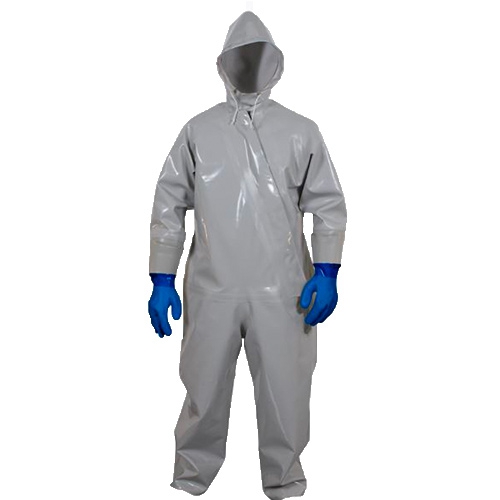 OVEROL STANDARD SAFETY DE GRALITE20 GRIS CIERRE AL FRENTE SOLAPA DE VELCRO C/CONOS Y GUANTES DE PVC GORRO TIPO PARKA T-M  image number null