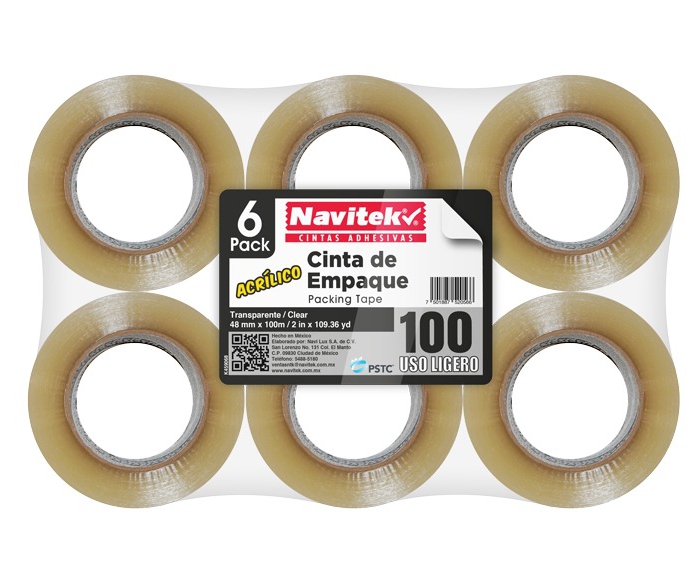 Cinta Empaque Acrilica Navitek 100 Uso Ligero 245 92454810001 48mmx100m Blanco  image number null