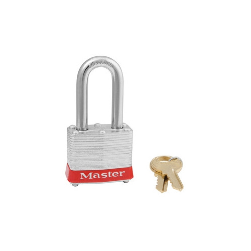 CANDADO MASTER LOCK DE ACERO LAMINADO ROJO DE 40 MM DE ANCHO ARCO 38 MM DE ALTO LLAVES IGUALES  image number null