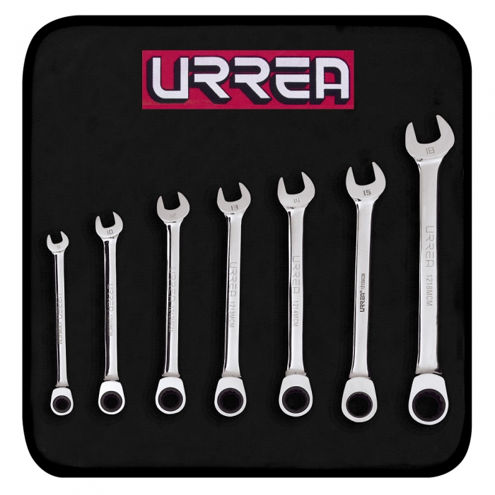 JUEGO URREA 1200MCM DE 7 LLAVES COMBINADAS DE MATRACA M&Eacute;TRICAS  image number null