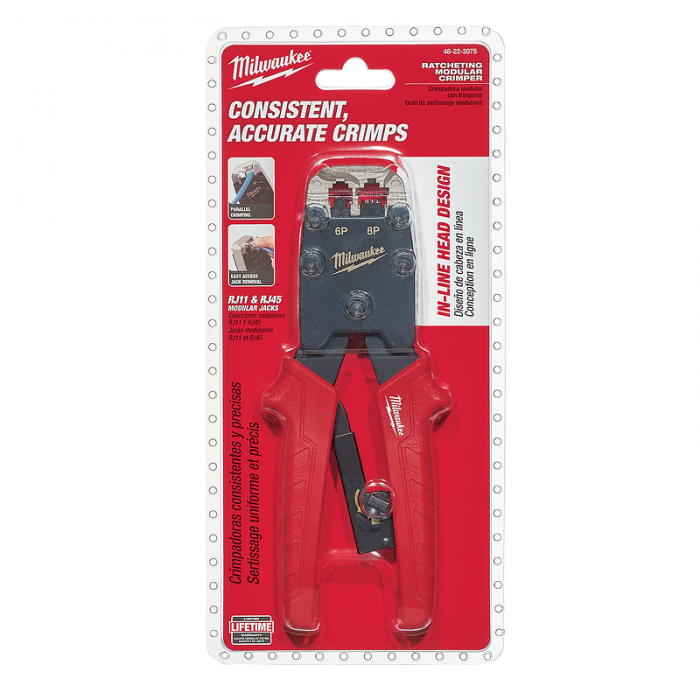 PINZA MILWAUKEE 48223075 CRIMPADORA MODULAR PARA TERMINALES RJ11 Y RJ45  image number null