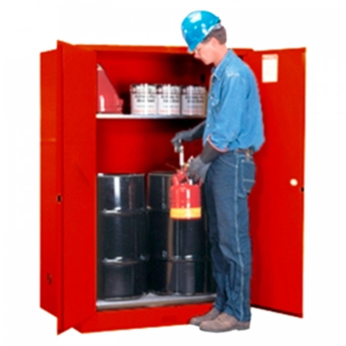 GABINETE JUSTRITE SUREGRIP PLIQUIDOS INFLAMABLES TAMBOR VERTICAL DE ACERO ROJO DE 2 PUERTAS CAP 60 GAL  image number null