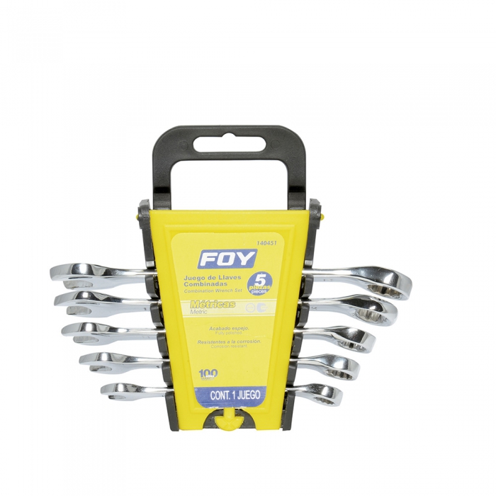 JUEGO FOY 140451DE 5IN LLAVE COMBINADAS PULIDO ESPEJO 12 PUNTAS METRICAS EN RACK  image number null