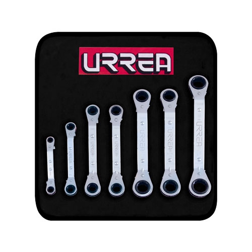 JUEGO URREA 1180M DE 7 LLAVES DE ESTR&Iacute;AS DE MATRACA ACODADAS M&Eacute;TRICAS  image number null