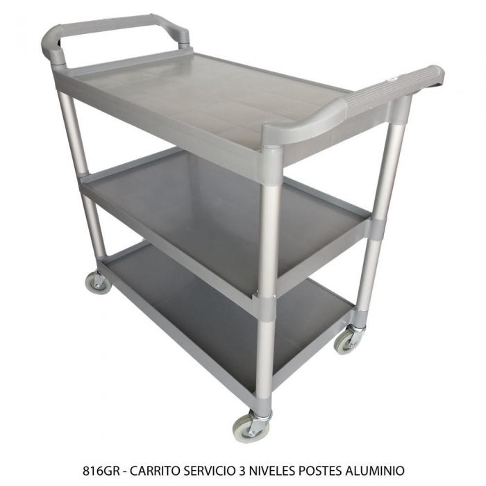 CARRITO SABLON 816GR SERVICIO 3 NIVEL POSTES ALUMINIO GRIS  image number null
