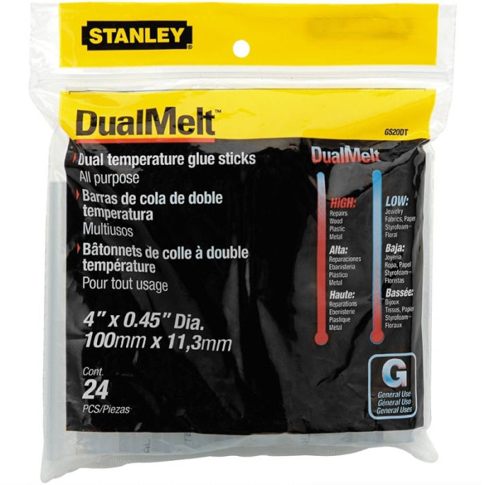 PEGAMENTO STANLEY DUALMELT GS20DT EN BARRA DE SILICÓN DE 4 IN X 0.45 IN BOLSA C24 PZAS  image number null