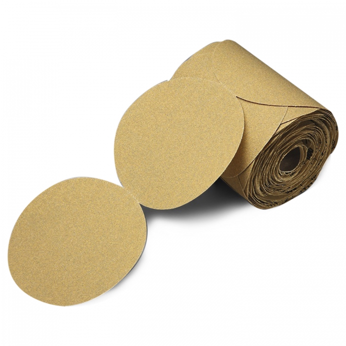 DISCO ABRASIVO 3M STIKIT OXIDO DE ALUMINIO C/RESPALDO DE PAPEL DORADO DE 5 IN SIN AGUJEROS  image number null