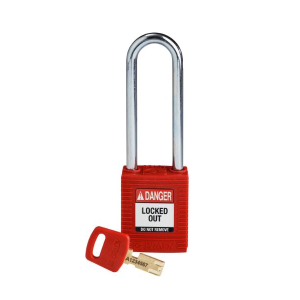 CANDADO DE BLOQUEO BRADY SAFEKEY ROJO GRILLETE DE 3 IN X 0.8 IN ANCHO DE 1.5 IN  image number null