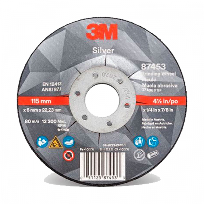 Disco de Desbaste 3m Silver de Oxido de Aluminio Psg 4 12 In de 13300 Rpm  image number null