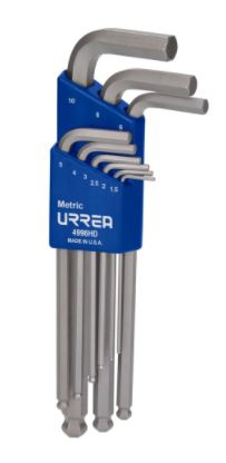 JUEGO DE LLAVES HEXAGONALES URREA 4996HD EN L PUNTA DE BOLA RACK METRICO C9 PZAS  image number null