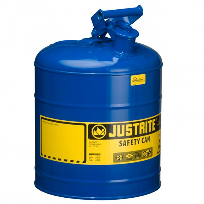 BIDON DE SEGURIDAD JUSTRITE P/LIQUIDOS INFLAMABLES TIPO 1 DE ACERO AZUL CAP 5 GAL  image number null