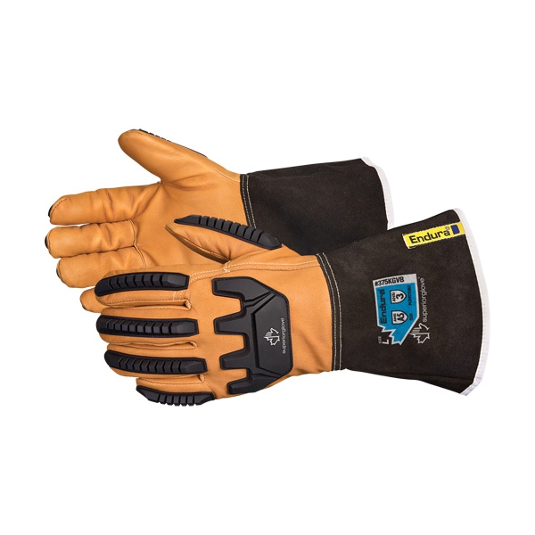 GUANTE ENDURA ANTIIMPACTO DE PIEL DE CABRA CON FORRO DE KEVLAR NARANJA CON NEGRO TL  image number null