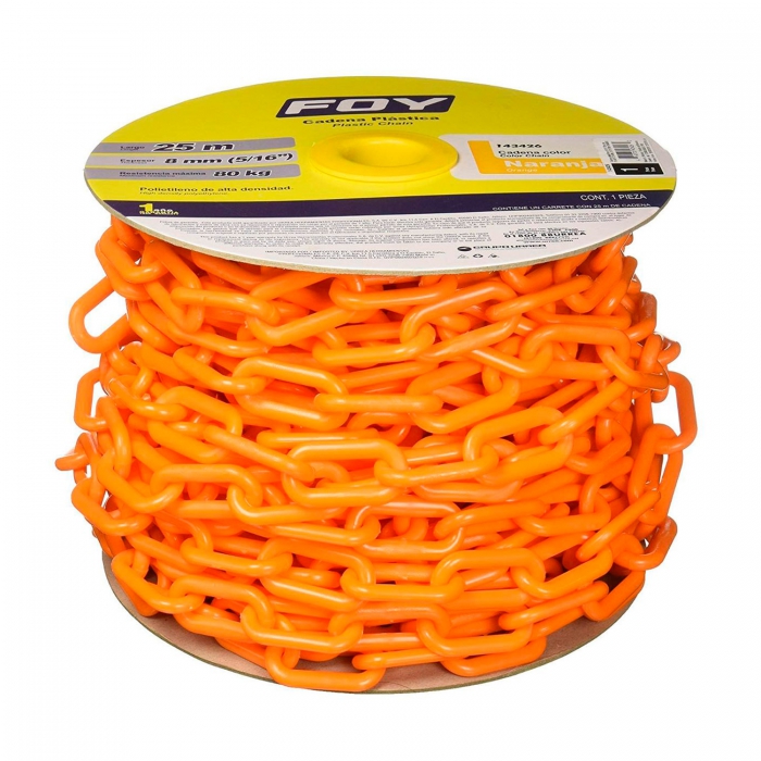 CADENA FOY DE PLASTICO NARANJA 8 MM X 516 IN DE 25 M  image number null