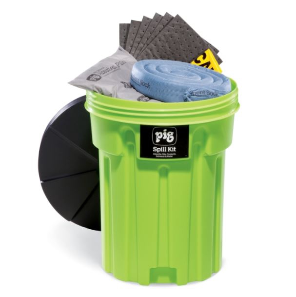 KIT DE DERRAMES NEW PIG EN UN RECIPIENTE DE ALTA VISIBILIDAD CAPACIDAD DE 21 GAL PACEITES REFRIGERANTES DISOLVENTES AGUA  image number null