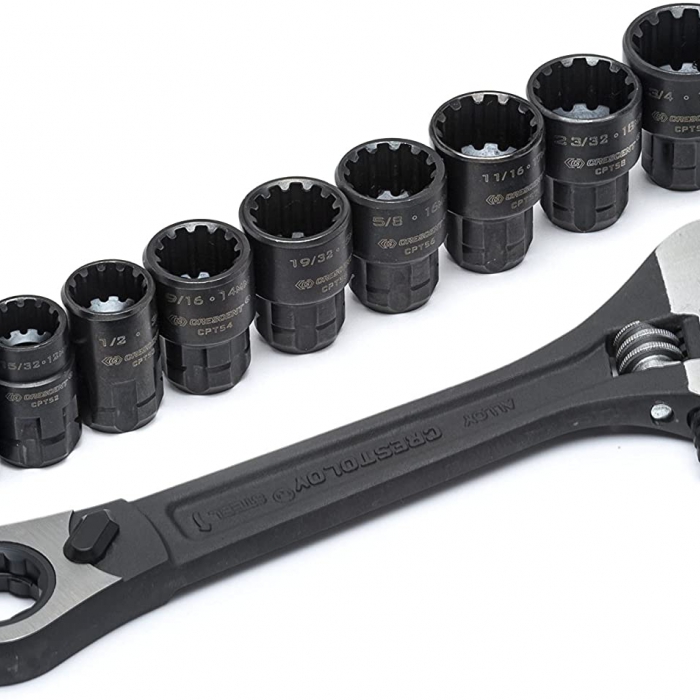 JUEGO CRESCENT CPTAW8 LLAVE 2 EN 1 MATRACA PASSTHRU Y LLAVE AJUSTABLE CON DADOS  image number null