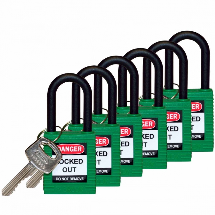 Paquete Brady de 6 Candados Grillete de Nylon Verde 1.5 In  image number null