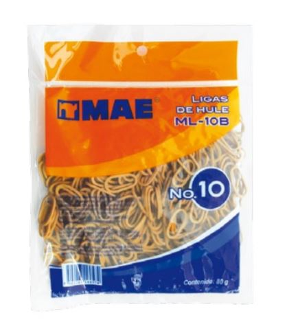 LIGAS MAE ML10B DE HULE DEL NUMERO 10 BOLSA CON 80 G  image number null