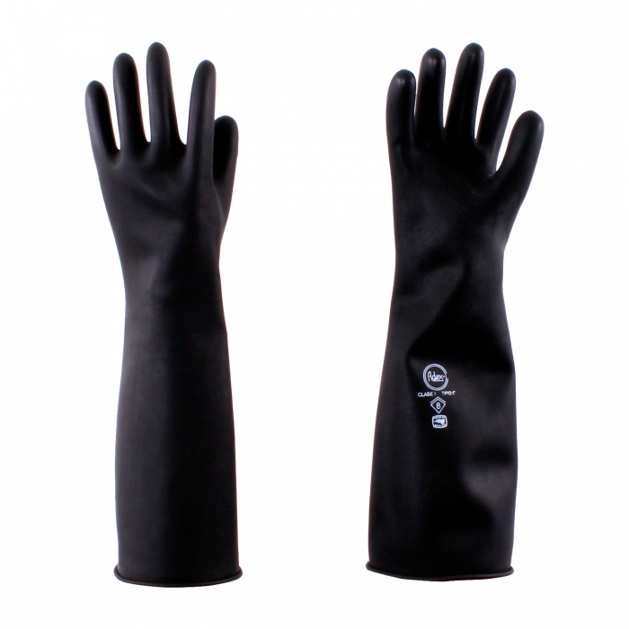 GUANTE ADEX RESISTENTE ÁCIDOS 45 CM NEGRO T-9  image number null