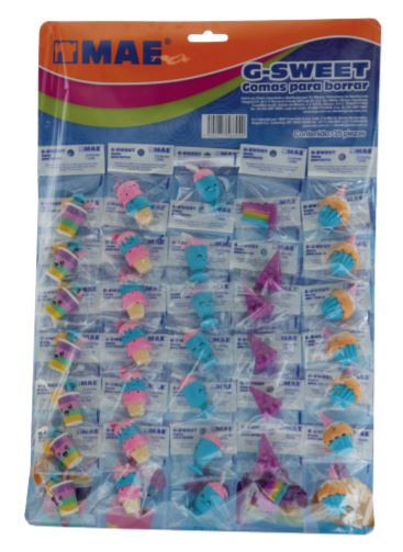 GOMAS MAE GSWEET5B DE BORRAR EN FIGURAS DE DULCES BLISTER CON 5 PIEZAS.  image number null
