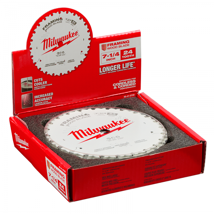 HOJA DE CORTE MILWAUKEE 48410720 DE MADERA PARA SIERRA CIRCULAR 714IN 24T  image number null