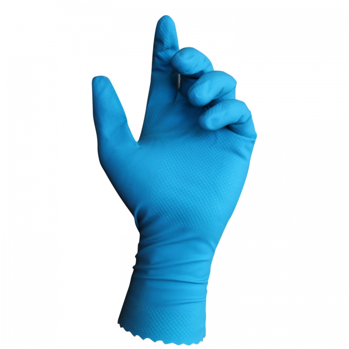 Guante Ansell de Latex Azul Cielo Agarre Tipo Escamas Puño Aserrado de 12 In Cal 13 Mil T8  image number null
