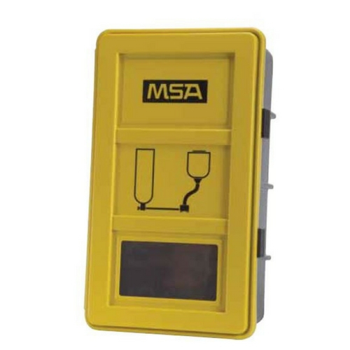 ESTUCHE DE PARED MSA DE PLASTICO AMARILLO PALMACENAMIENTO DE EQUIPOS DE RESPIRACION LP30 HP45 HP60 MOD 10052744  image number null