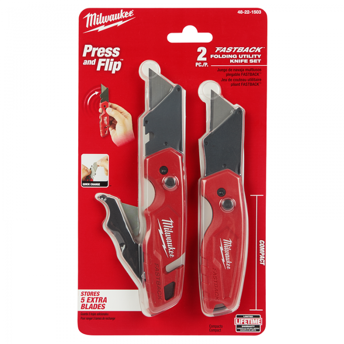 SET DE NAVAJAS MILWAUKEE 48221503 MULTIUSOS PLEGABLE FASTBACK 2 PIEZAS  image number null