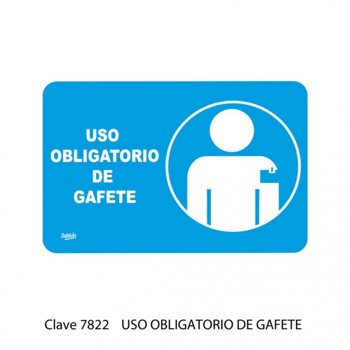 SENAL SABLON 7822 GAFETE OBLIGATORIO 22.8X15.2 AZUL IMPRESO BLANCO  image number null