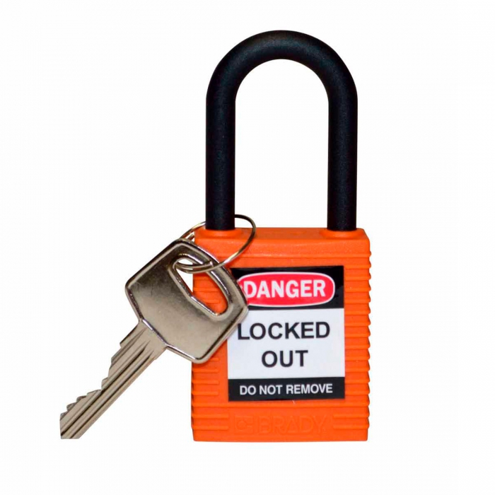 Candado Brady de Nylon Naranja No Conductivo 1.75 In H X 1.5 In W X 0.8 In D  image number null