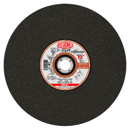 DISCO AUSTROMEX 577 PARA PRUEBAS METALOGRAFICAS SUAVE TIPO 41 DIMENSION 300X2.5X32.00 ESPECIFICACION 89A54JBF MET5 SUAVE  image number null